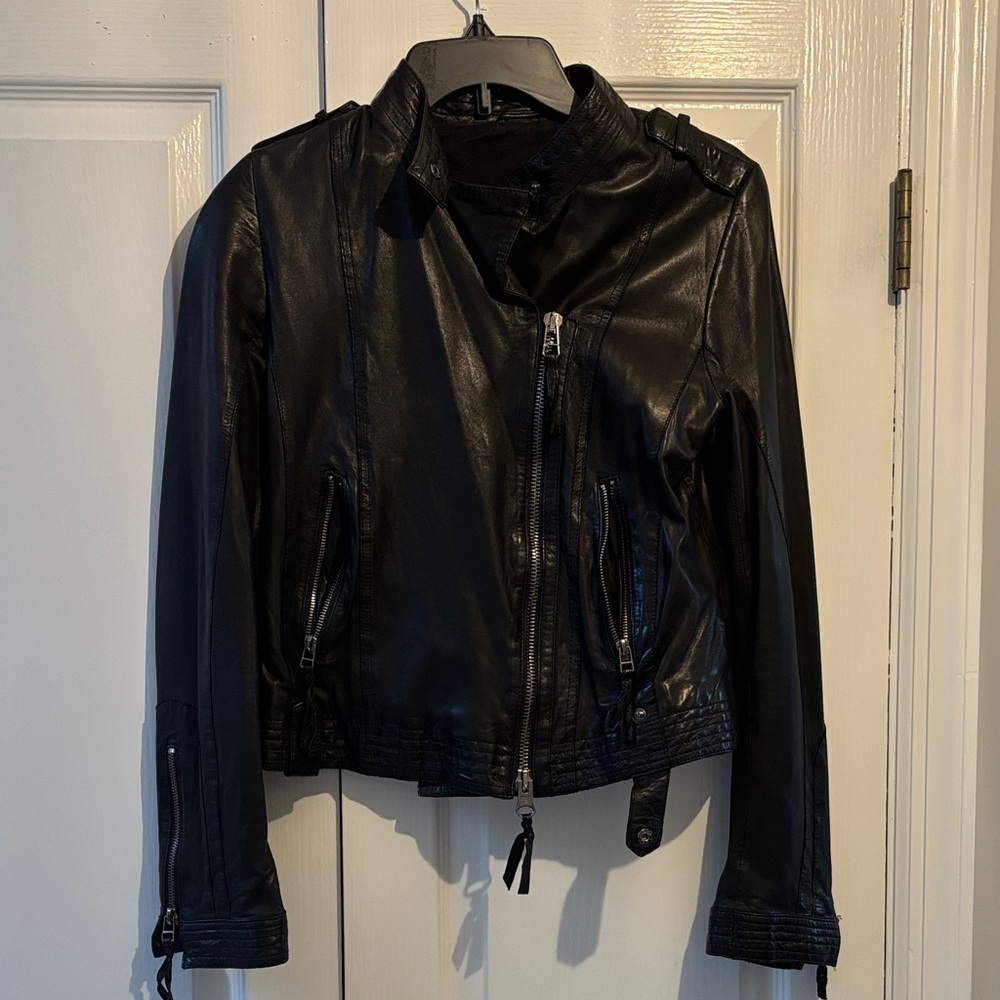 Black Leather Women's Motorcycle Jacket